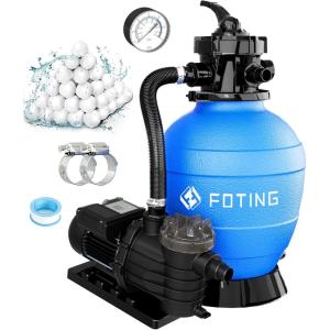 imageFOTING 13quot Sand Filter Pump for Above Ground Pool with Timer 1HP Max 3800GPH for Pools Up to 13000GAL 1HP 6Way Valve Enhanced Circulation for CrystalClear Pool3800GPH13in