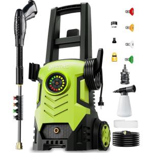 imageFOTING Electric Pressure WasherAdjustable Touch Screen 5000PSI 33GPM8 Level 58Total Long 4 Quick Connect NozzlesInlet HoseampampFilterampampFoam Cannon for CarsFencesDrivewaysHome CleaningYellowYELLOW