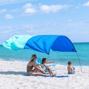 imageNEW Shibumi Shade Mini with Quiet Canopy The Original WindPowered Beach Shade Provides 75 Sq Ft of Shade Weighs Only 2 lbs Sets up in 2 Minutes Worlds Best Beach Shade Wind Assist Included