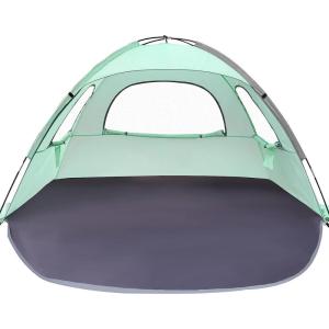 imageWhiteFang Beach Tent AntiUV Portable Sun Shade Shelter for 3468 Person Extendable Floor with 3 Ventilating Mesh Windows Plus Carrying Bag Stakes and Guy LinesMint Green