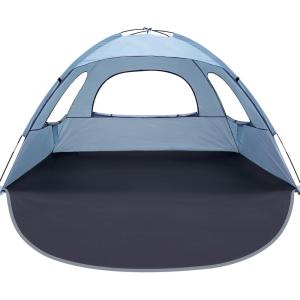 imageWhiteFang Beach Tent AntiUV Portable Sun Shade Shelter for 3468 Person Extendable Floor with 3 Ventilating Mesh Windows Plus Carrying Bag Stakes and Guy LinesSierra Blue