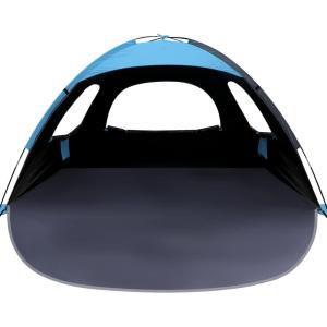 imageWhiteFang Beach Tent AntiUV Portable Sun Shade Shelter for 3468 Person Extendable Floor with 3 Ventilating Mesh Windows Plus Carrying Bag Stakes and Guy LinesBlackout ShelterBlue