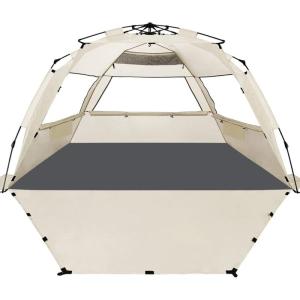 imageWhiteFang Deluxe Pop Up Beach Tent Sun Shade Shelter for 3456 Person UV Protection Extendable Floor with 3 Ventilating Windows Plus Carrying Bag Stakes and Guy LinesBabys Breath