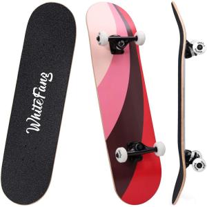 imageWhiteFang Skateboards for Beginners Complete Skateboard 31 x 788 7 Layer Canadian Maple Double Kick Concave Standard and Tricks Skateboards for Kids and BeginnersFun Passion