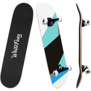 imageWhiteFang Skateboards for Beginners Complete Skateboard 31 x 788 7 Layer Canadian Maple Double Kick Concave Standard and Tricks Skateboards for Kids and BeginnersSimple Color