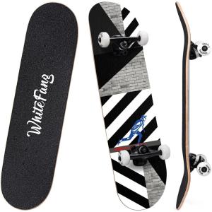 imageWhiteFang Skateboards for Beginners Complete Skateboard 31 x 788 7 Layer Canadian Maple Double Kick Concave Standard and Tricks Skateboards for Kids and BeginnersEndless Path