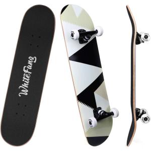 imageWhiteFang Skateboards for Beginners Complete Skateboard 31 x 788 7 Layer Canadian Maple Double Kick Concave Standard and Tricks Skateboards for Kids and BeginnersPeak