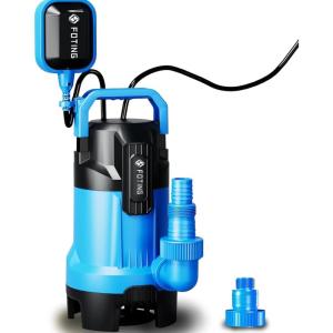 imageFOTING 2025 Upgraded Automatic Sump pump 4900GPH 12HP Submersible Water Pump with Float Switch  Removes Water Down to 004quot Sealed Utility Pump for Pond Pool Draining Basement with 10ft Cord15 HP 6300 GPH with Float Switch
