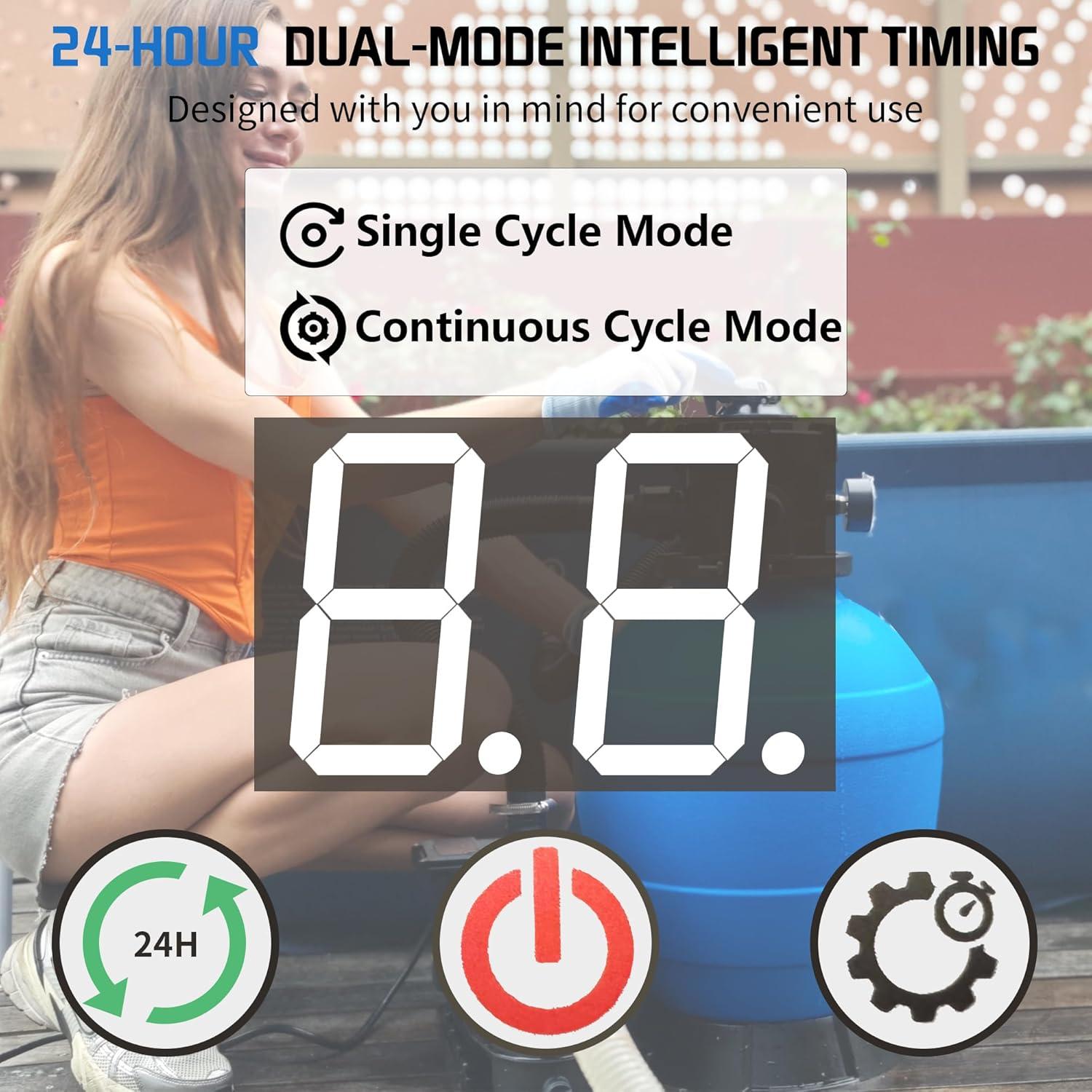 imageFOTING Sand Filter Pump for Above Ground Pool with Timer 13in 1 HP Max 3800GPH for Pools Up to 13000GAL 6Way Valve Enhanced Circulation for CrystalClear Pool3000GPH12in