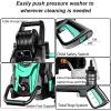 imageFOTING Power Pressure Washer with 4 Quick Connect NozzlesInlet Hose ampamp Filter Foam Cannon for CarsFencesDrivewaysPatiosHome CleaningGreenNavy Blue