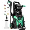 imageFOTING Power Pressure Washer with 4 Quick Connect NozzlesInlet Hose ampamp Filter Foam Cannon for CarsFencesDrivewaysPatiosHome CleaningGreenNavy Blue
