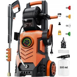 image2025Upgraded Pressure Washer 5000PSI with Adjustable Touch Screen 8 Level 34quot Tall 4 Quick Connect NozzlesInlet HoseampampFilterampamp500mlFoam Cannon for CarsFencesDrivewaysHome CleaningRedRed