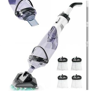 imagePool Vacuum for Above Ground Pool 195 GPM with 60quot Extendable Pole Running time up to 1H Handheld Cordless Rechargeable Spa Vacuum Cleaner for Inground Pools Hot Tub Leaves Debris Shallow StepsBlack
