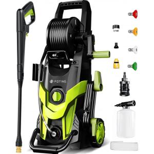 imagePower Pressure Washer 4500Psi with 4 Quick Connect Nozzles Inlet Hose ampamp FilterampampFoam Cannon for CarsFencesDrivewaysHome CleaningGreenGreen