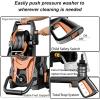 image2025New Pressure Power Washer 4500PSI with 4 Quick Connect NozzlesInlet Hose ampamp Filter Foam Cannon for CarsFencesDrivewaysPatiosHome CleaningGreenRed