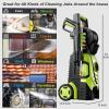 image2025New Pressure Washer 4800PSI 34quot Tall 4 Quick Connect NozzlesInlet HoseampampFilterampamp500mlFoam Cannon for CarsFencesDrivewaysHome CleaningGreenGreen