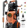 image2025Upgraded Pressure Washer 5000PSI with Adj8Level Touch Screen 34quot Tall Power Washer 4 Quick Connect Nozzles Inlet HoseampampFilterampamp500mlFoam Cannon for CarsFencesDrivewaysHome Cleaning GreenRed