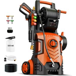 image2025New Pressure Washer 4800PSI 34quot Tall 4 Quick Connect NozzlesInlet HoseampampFilterampamp500mlFoam Cannon for CarsFencesDrivewaysHome CleaningGreenRed