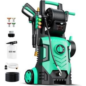 image2025New Pressure Washer 4800PSI 34quot Tall 4 Quick Connect NozzlesInlet HoseampampFilterampamp500mlFoam Cannon for CarsFencesDrivewaysHome CleaningGreenBlue