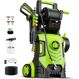 image2025New Pressure Washer 4800PSI 34quot Tall 4 Quick Connect NozzlesInlet HoseampampFilterampamp500mlFoam Cannon for CarsFencesDrivewaysHome CleaningGreenGreen