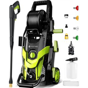 image2025Upgraded Pressure Washer 4500PSI with 4 Quick Connect NozzlesInlet Hose ampamp Filter Foam Cannon for CarsFencesDrivewaysPatiosHome CleaningRedGreen