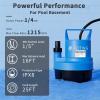 image2025 FOTING Portable Sump Pump Water Pump 1215GPH14HP25ft Power Cord for Garden PondBasement Pool Drainage and Hot TubThermoplastic Submersible Pump Lowest Sucking Level 15inch14HP 1215GPH