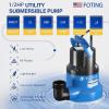 image2025 FOTING Portable Sump Pump Water Pump 1215GPH14HP25ft Power Cord for Garden PondBasement Pool Drainage and Hot TubThermoplastic Submersible Pump Lowest Sucking Level 15inch12 HP 2450 GPH