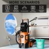 image2025Upgraded Pressure Washer 5000PSI with Adj8Level Touch Screen 34quot Tall Power Washer 4 Quick Connect Nozzles Inlet HoseampampFilterampamp500mlFoam Cannon for CarsFencesDrivewaysHome Cleaning BlueRed