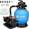 image13quot Sand Filter Pump for Above Ground Pool with Timer 1 HP 3800GPH Swimming Pumps System ampamp Filters for Pools Up to 13000GAL 6Way Valve3800GPH13in