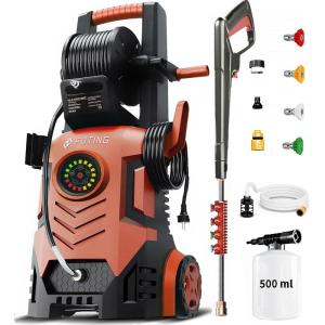 image2025Upgraded Pressure Washer 5000PSI with Adj8Level Touch Screen 34quot Tall Power Washer 4 Quick Connect Nozzles Inlet HoseampampFilterampamp500mlFoam Cannon for CarsFencesDrivewaysHome Cleaning BlueRed