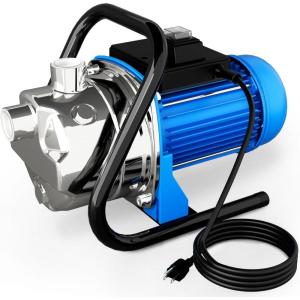 imageFOTING 16HP Shallow Well Pump 1600GPH Jet Pumps Garden Pump 147FT Portable 115V Water Transfer Household Draining Irrigation Pumps Stainless Steel for Garden Lawn Farm1HP Well Pump