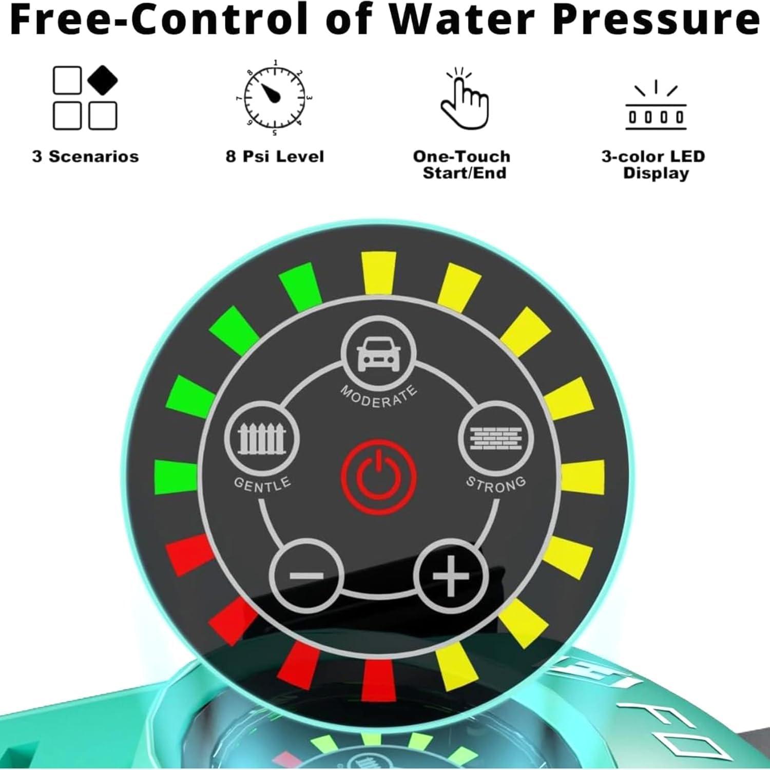 image2025Upgraded Pressure Washer 5000PSI with Adjustable Touch Screen 8 Level 34quot Tall 4 Quick Connect NozzlesInlet HoseampampFilterampamp500mlFoam Cannon for CarsFencesDrivewaysHome CleaningYellowGreen