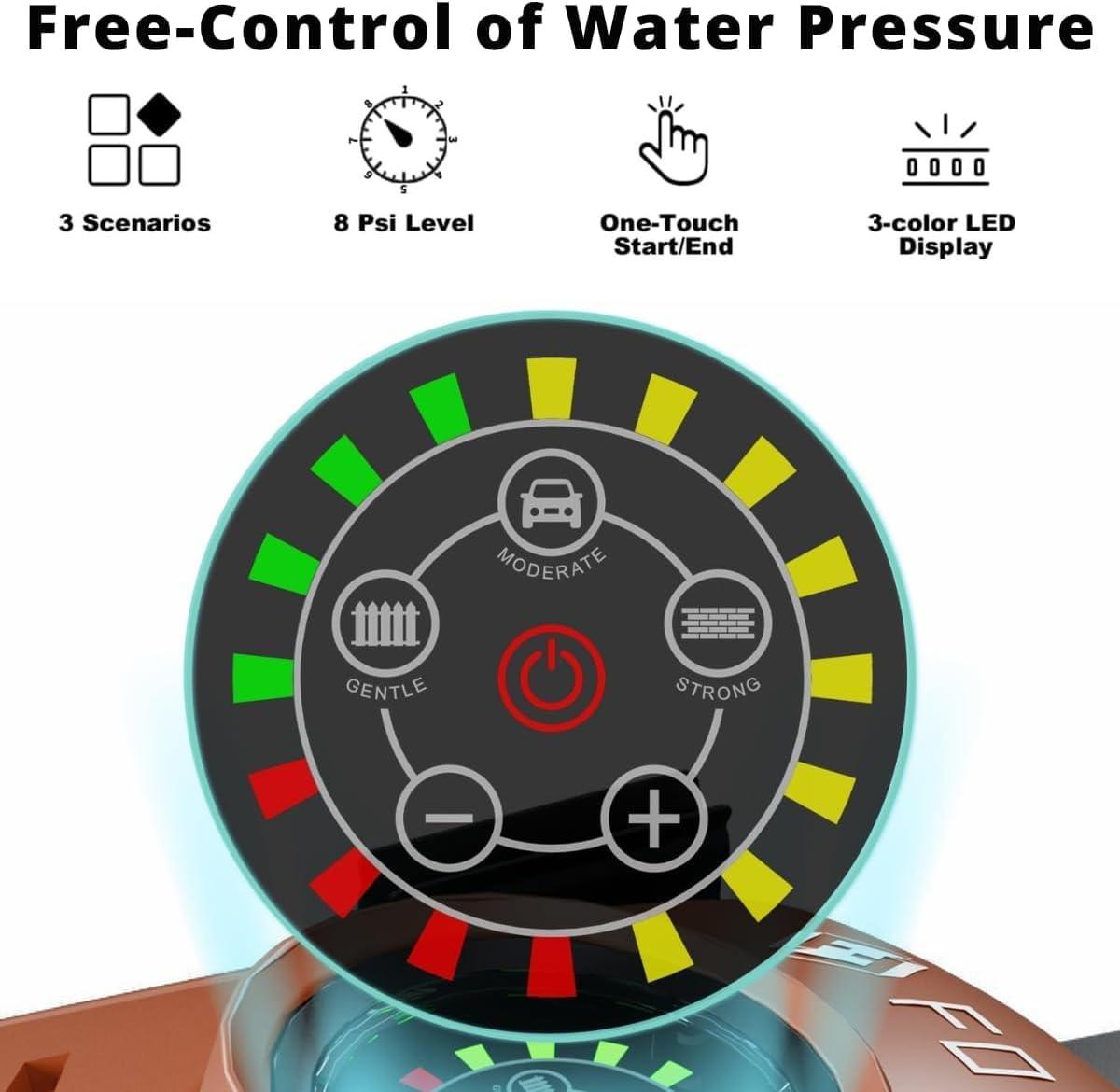 image2025Upgraded Pressure Washer 5000PSI with Adjustable Touch Screen 8 Level 34quot Tall 4 Quick Connect NozzlesInlet HoseampampFilterampamp500mlFoam Cannon for CarsFencesDrivewaysHome CleaningYellowRed