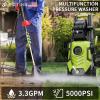 image2025Upgraded Pressure Washer 5000PSI with Adjustable Touch Screen 8 Level 34quot Tall 4 Quick Connect NozzlesInlet HoseampampFilterampamp500mlFoam Cannon for CarsFencesDrivewaysHome CleaningYellowYellow