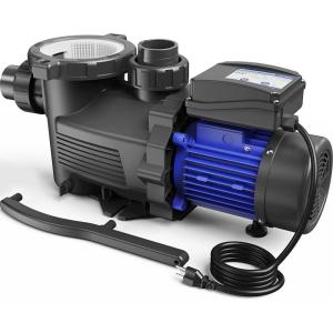 imageAQUASTRONG 15 HP InAbove Ground Pool Pump with Timer 220V 8100GPH High Flow Powerful Self Primming Swimming Pool Pumps with Filter Basket