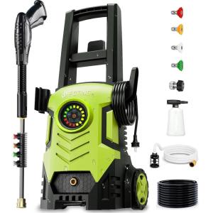 image2025New Pressure Power Washer 4500PSI with 4 Quick Connect NozzlesInlet Hose ampamp Filter Foam Cannon for CarsFencesDrivewaysPatiosHome CleaningGreen5000PSI