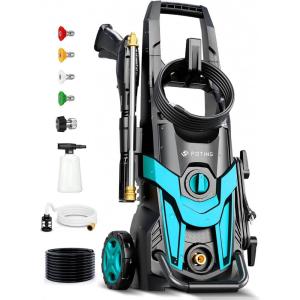 image2025Upgraded Pressure Washer 4300PSI with 4 Quick Connect Nozzles Inlet Hose ampamp Filterampamp Foam Cannon for CarsFencesDrivewaysHome Cleaning Blue