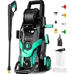 image2025Upgraded Pressure Washer 4500PSI with 4 Quick Connect NozzlesInlet Hose ampamp Filter Foam Cannon for CarsFencesDrivewaysPatiosHome CleaningGreenBlue