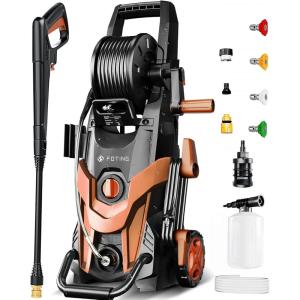 image2025Upgraded Pressure Washer 4500PSI with 4 Quick Connect NozzlesInlet Hose ampamp Filter Foam Cannon for CarsFencesDrivewaysPatiosHome CleaningGreenRed