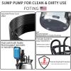 image:imageFOTING Sump Pump 1HP CleanDirty Submersible Water Pump4600GPH Utility Pump Thermoplastic Electric Portable Transfer Water Pump for Swimming Pool Pond Basement with 10ft Power CordAutoStainless Auto