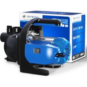 image:imageFOTING Shallow Well Pump Jet Pumps Garden Pump Water Transfer Draining Irrigation Pumps Water Booster Jet Pump Stainless Steel for Home Garden Lawn Farm 15HP wPressure Tank1HP 865GPH