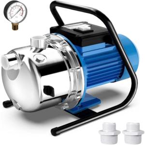 image:imageFOTING Shallow Well Pump Jet Pumps Garden Pump Water Transfer Draining Irrigation Pumps Water Booster Jet Pump Stainless Steel for Home Garden Lawn Farm 15HP wPressure Tank16HP 1600GPH