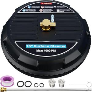 image:imageFOTING Pressure Washer Surface Cleaner Attachment 4000 PSI 30GPM Power Washer Accessory Rotary Brush with 2 Nozzles  14 QuickConnect for Driveway Outdoor Patio Housing Cleaning 1515 inch