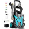image:imageHigh Pressure Washer 4300PSI with 4 Quick Connect Nozzles Inlet Hose amp Filteramp Foam Cannon for CarsFencesDrivewaysHome Cleaning GreenBlue