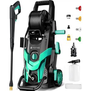 image:imagePower Pressure Washer with 4 Quick Connect Nozzles Inlet Hose amp FilterampFoam Cannon for CarsFencesDrivewaysHome CleaningBlue