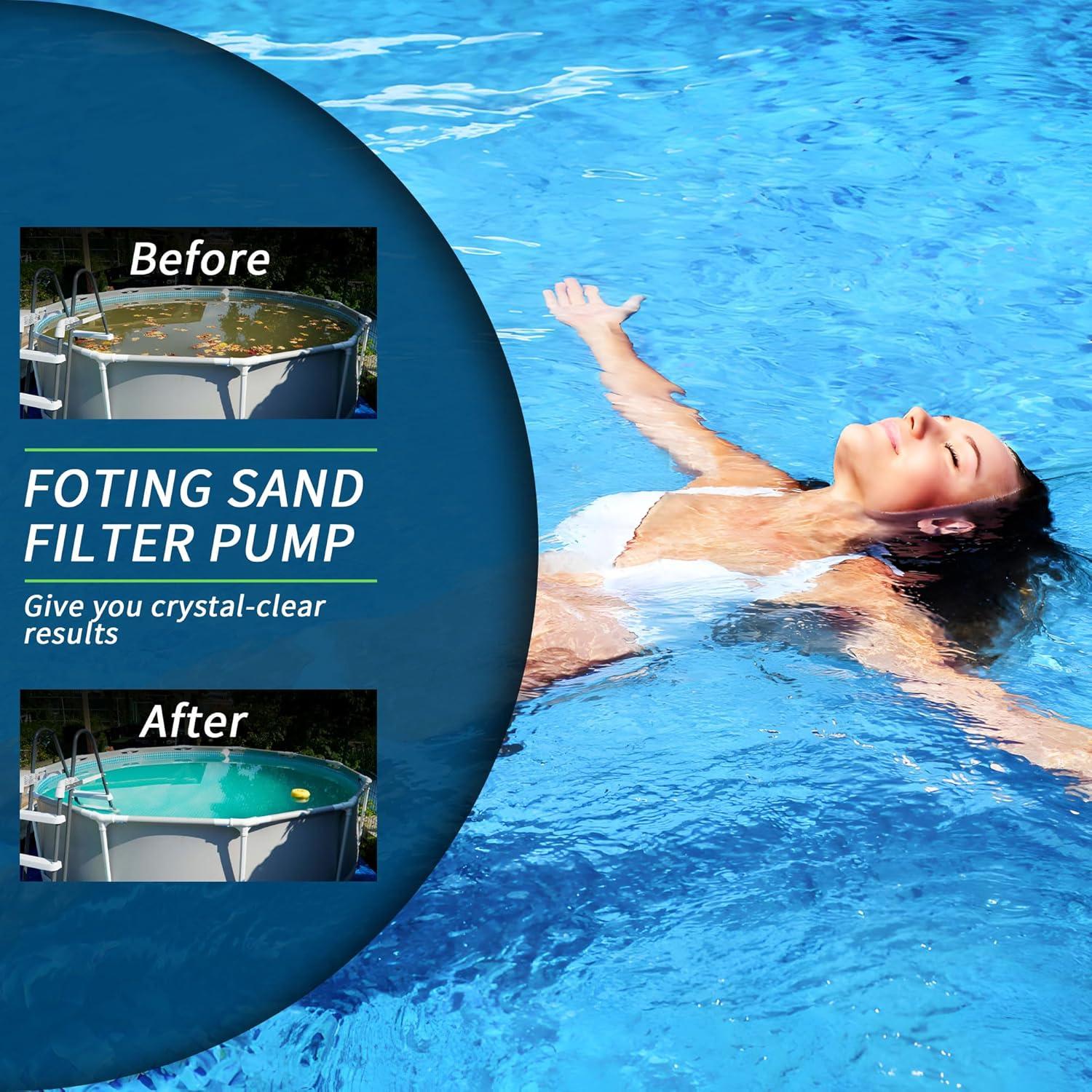 image:imageFOTING Sand Filter Pump for Above Ground Pool Pool Sand Filter with Timer 7Way MultiPort Valve Pool Pumps Above Ground 13inch 1HP 3800GPH12inch  12HP 3000GPH