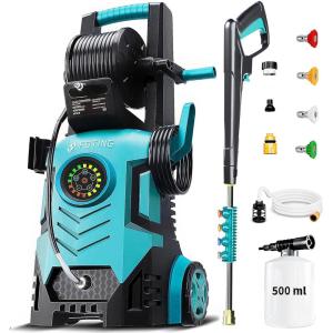 image:image2026new Pressure Washer 5000PSI with Adj8Level Touch Screen 34 Tall Power Washer 4 Quick Connect Nozzles Inlet HoseampFilteramp500mlFoam Cannon for CarsFencesDrivewaysYellowBlue