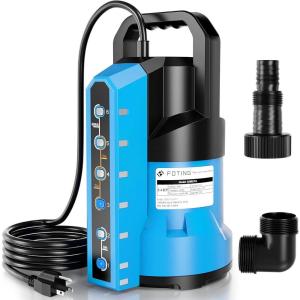 image:imageFOTING Sump Pump 34HP Automatic Submersible Water Pump 2400GPH Thermoplastic Electric Portable Transfer Water Pump for Swimming Pool Garden Pond Basement with 16ft Cord Drain Down to 004inchDrain Up to 004inch