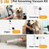 image:imageFOTING 5in1 Dog Grooming Vacuum 12000Pa Dog Clippers amp Shedding Brush Grooming Cleaning Tools Pet Grooming Vacuum 2 Suction Levels Shedding Pet Hair Home Cleaning WhiteWhite