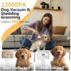 image:imageFOTING 5in1 Dog Grooming Vacuum 12000Pa Dog Clippers amp Shedding Brush Grooming Cleaning Tools Pet Grooming Vacuum 2 Suction Levels Shedding Pet Hair Home Cleaning WhiteWhite
